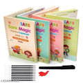 Sank Magic Practice Copybook, (4 Books + 10 Refills + 1 Pen +1 Grip) Number Tracing Book for Preschoolers with Pen, Magic Calligraphy Copybook Set Practical Reusable Writing Tool Easy Hand Lettering