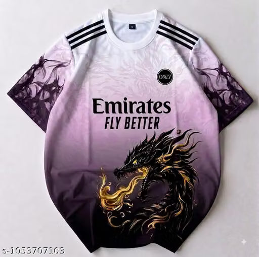 Real Madrid Dragon Printed Jersey for Men | Dragon Edition Football Jersey for Men | 2025/26 Inspired Pink Black Gold Dry Fit Soccer Sports T-Shirt