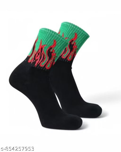 FINZER Unisex Cotton Fire Print Socks Pack of 7 | Multicolor Stylish Everyday Comfortable Socks
