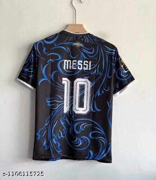 Argentina Premium Football Jersey – Messi No.10 Edition | Black & Blue Graphic T-Shirt