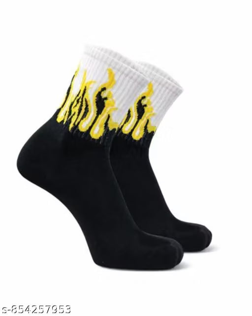 FINZER Unisex Cotton Fire Print Socks Pack of 7 | Multicolor Stylish Everyday Comfortable Socks