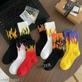FINZER Unisex Cotton Fire Print Socks Pack of 7 | Multicolor Stylish Everyday Comfortable Socks