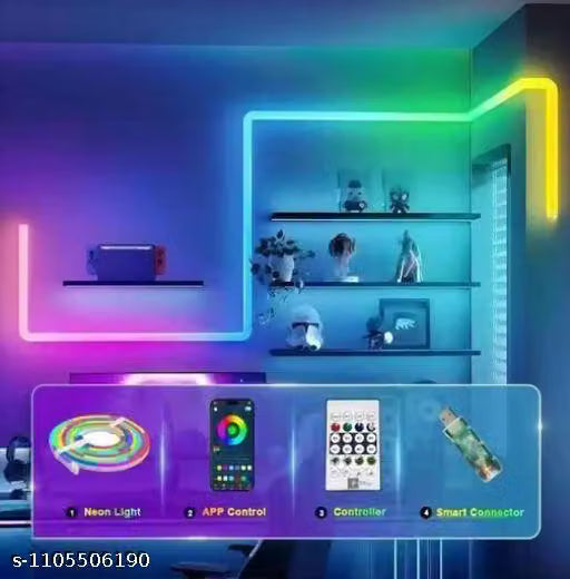Stivon 5V RGB Neon LED Strip Light 5 Meter – Mobile App & Remote Controlled Neon Rope Lights | USB Powered Waterproof Strip for Room Decor, Gaming Setup, DIY Neon Signs, Party & Diwali Decoration