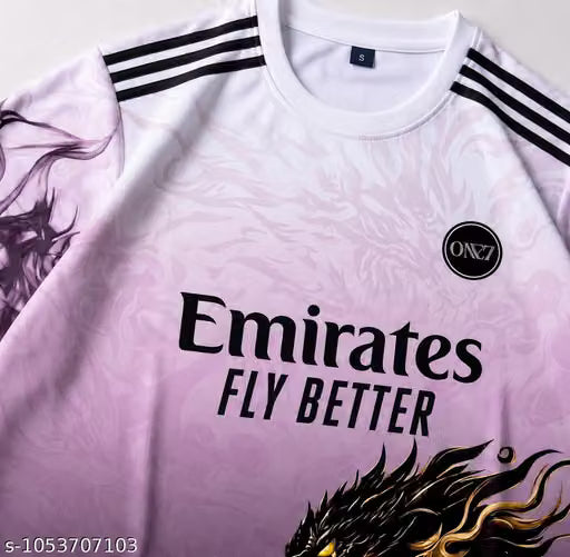 Real Madrid Dragon Printed Jersey for Men | Dragon Edition Football Jersey for Men | 2025/26 Inspired Pink Black Gold Dry Fit Soccer Sports T-Shirt